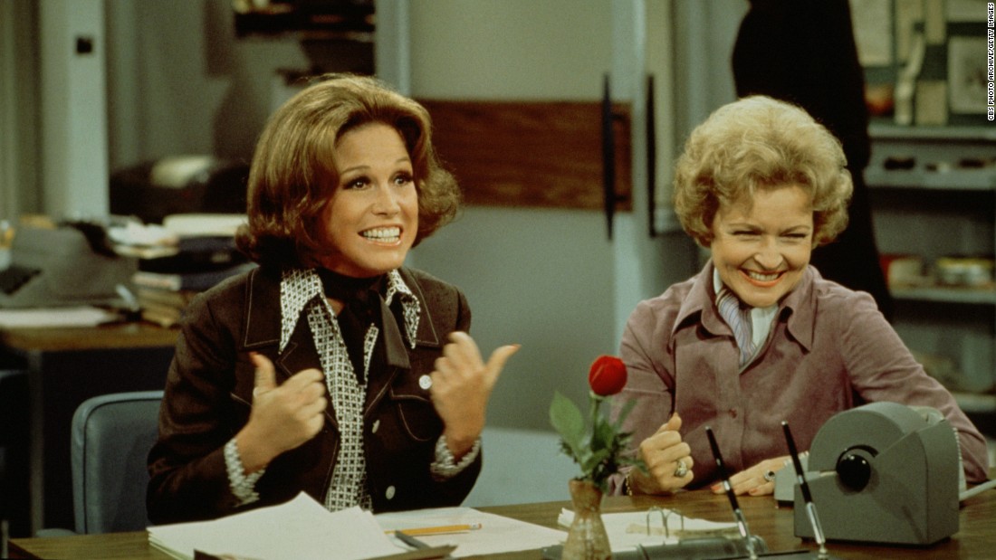 At an age when most acting careers start winding down, White found even bigger success as Sue Ann Nivens, the man-hungry &quot;happy homemaker&quot; on &quot;The Mary Tyler Moore Show&quot; in the 1970s. She was the perfect foil for star Mary Tyler Moore, left, and she won two Emmys for best supporting actress in a comedy series.