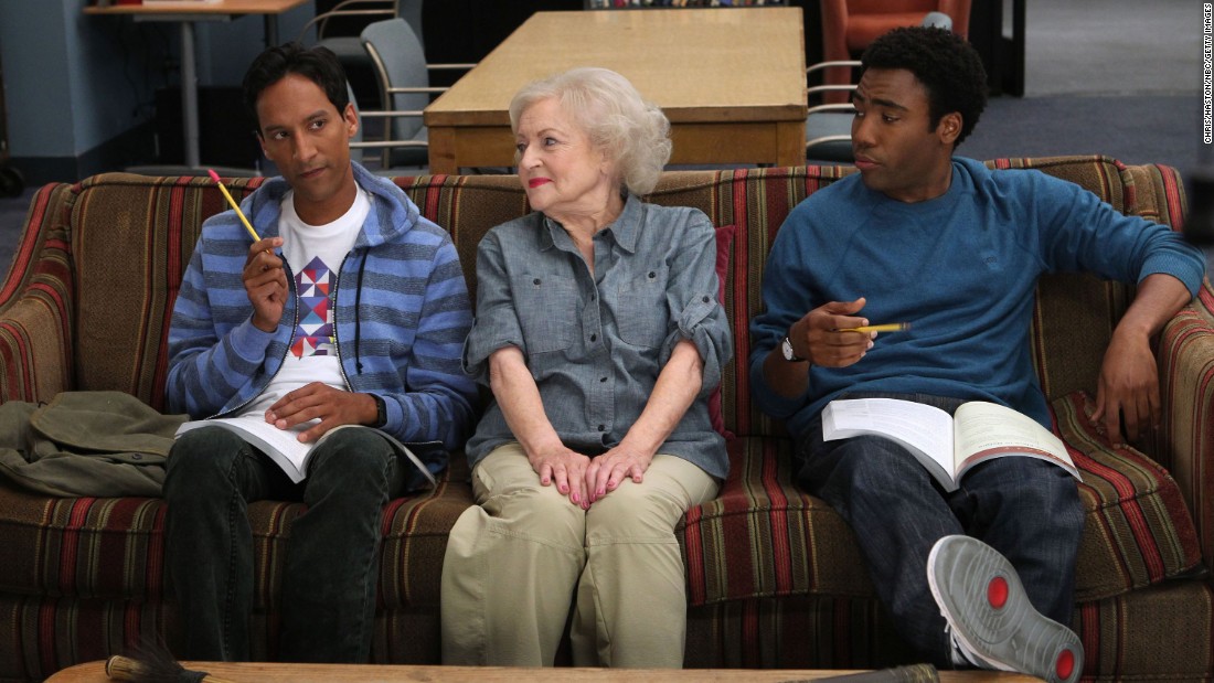 White appears with Danny Pudi and Donald Glover while guest-starring as an eccentric professor on &quot;Community&quot; in 2010.