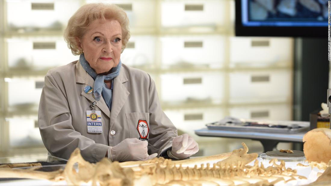 White appears on the TV show &quot;Bones&quot; in 2015. &lt;a href=&quot;http://www.guinnessworldrecords.com/news/2013/9/q-and-a-betty-white-on-her-world-record-her-favorite-works-and-getting-started-on-tv-50966/&quot; target=&quot;_blank&quot;&gt;Two years earlier, the Guinness World Records recognized White&lt;/a&gt; for the longest TV career for a female entertainer — 74 years at that point.