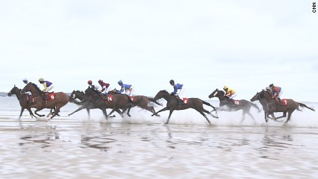 Pony racing on the Irish coast