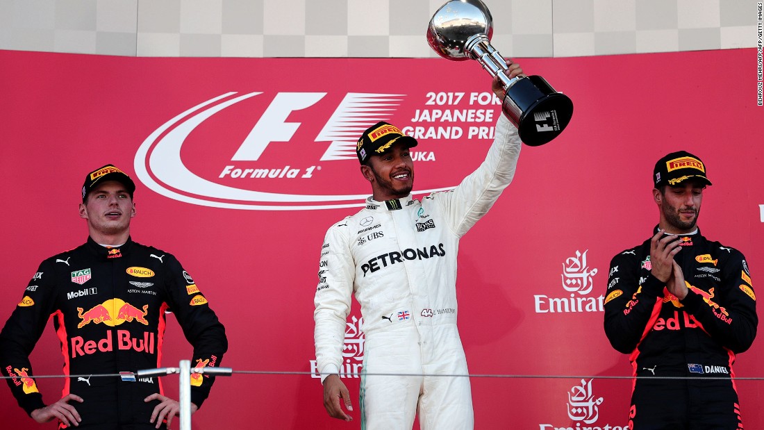 Lewis Hamilton took a giant step towards a fourth world title at the Japanese Grand Prix. The Briton led from start to finish to scoop his eighth win of the season while Sebastian Vettel suffered a DNF, limping out with engine issues at the start of the race. The Red Bull pairing of Max Verstappen and Daniel Ricciardo enjoyed another good weekend, finishing second and third respectively. &lt;br /&gt;&lt;br /&gt;Hamilton&#39;s victory means he now has a 59-point lead with four races remaining and will clinch the 2017 drivers&#39; championship if he outscores Vettel by 16 points at the US Grand Prix in Austin on October 22.&lt;br /&gt;&lt;br /&gt;&lt;strong&gt;Drivers&#39; title race after round 16&lt;/strong&gt;&lt;br /&gt;Hamilton 306 points&lt;br /&gt;Vettel 247 points&lt;br /&gt;Bottas 234 points&lt;br /&gt;