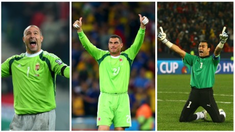 Pictured from left to right: Gábor Király, Faryd Mondragon and Essam El-Hadary -- the oldest to play in the Euros, World Cup and AFCON respectively.