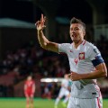 Lewandowski celebrates world cup qualification poland 