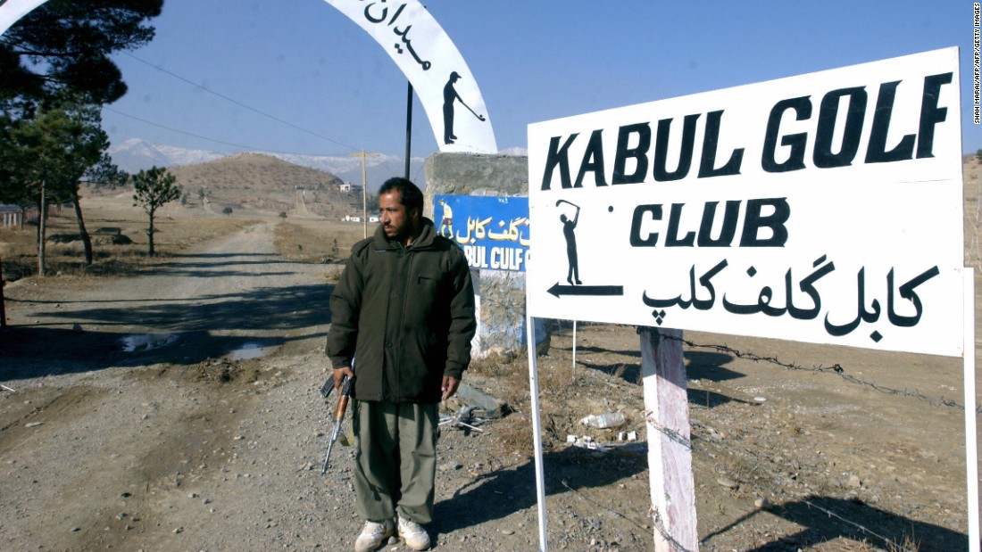 Kabul Golf Club describes itself as the &quot;best and only&quot; course in Afghanistan and promises &quot;golf with an attitude.&quot; An armed security guard stands beside the entrance. 