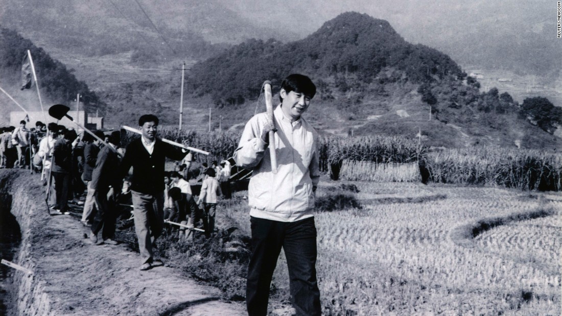 Xi, as the Communist Party secretary of Ningde, China, participates in farm work in 1988.
