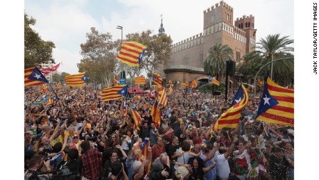 Catalonians celebrate independence declaration