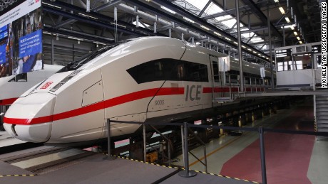 An ICE 4 train at the DB- Deutsche Bahn center in Rummelsburg, Berlin.  