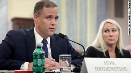 WASHINGTON, DC - NOVEMBER 01:  Rep. James Bridenstine (R-OK) testifies before the Senate Commerce, Science and Transportation Committee during his confirmation hearing to be administrator of the National Aeronautics and Space Administration (NASA) in the Russell Senate Office Building on Capitol Hill November 1, 2017 in Washington, DC. Democratic members of the committee expressed reservations about Bridenstine&#39;s qualifications to head NASA, including his political career and lack of science credentials.  (Photo by Chip Somodevilla/Getty Images)