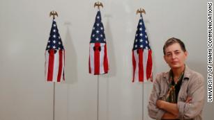 Professor's artwork uses US flags to make KKK-style hoods | CNN