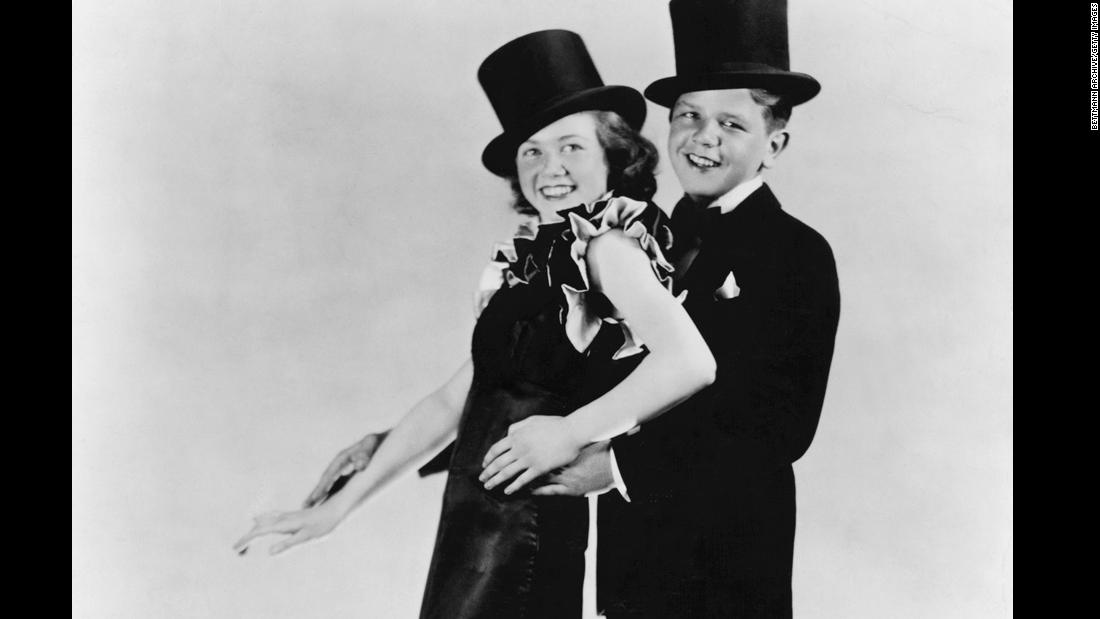 Day, who gained reputation as a dancer at an early age, poses for a 1937 photo with dancing partner Jerry Doherty. In October of that year, Day seriously injured her right leg in a car accident and decided to concentrate on her singing career.