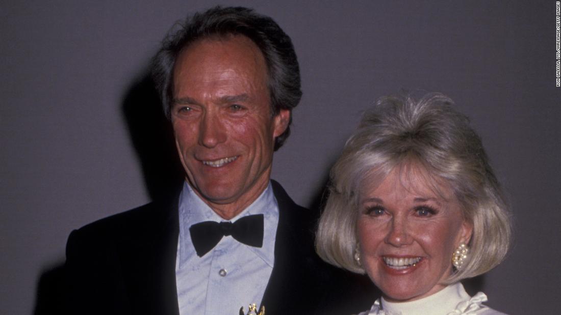 Day and Clint Eastwood attend the Golden Globes in 1989.