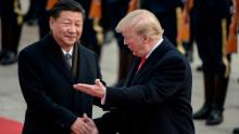 China's President Xi Jinping (L) and US President Donald Trump attend a welcome ceremony at the Great Hall of the People in Beijing on November 9, 2017.  / AFP PHOTO / FRED DUFOUR        (Photo credit should read FRED DUFOUR/AFP/Getty Images)