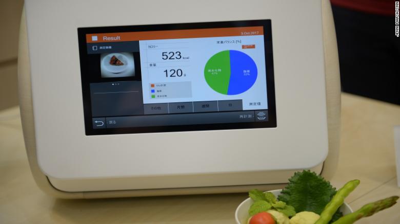 The screen gives the user a breakdown of the nutritional values of their meal.