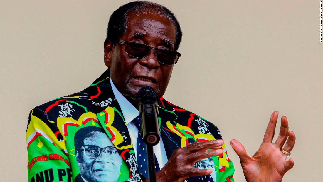 Mugabe speaks at the ZANU-PF party&#39;s annual conference in December 2016. The party endorsed Mugabe as its candidate for the 2018 election.