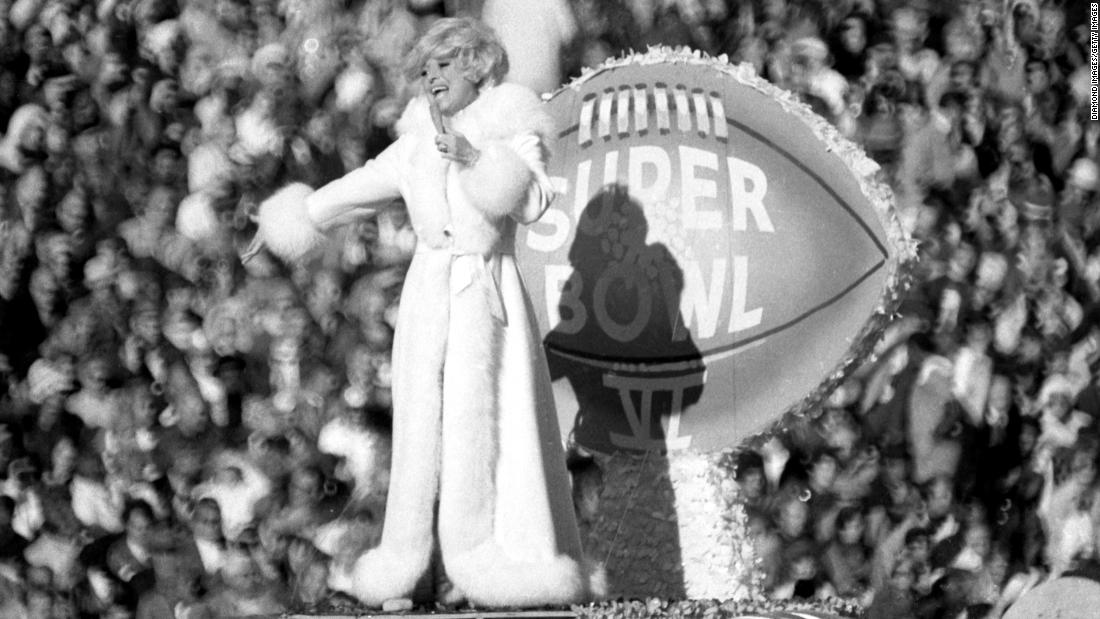 Channing performs during halftime of the Super Bowl in 1972 in New Orleans.