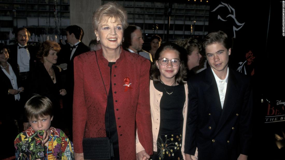 Lansbury attends a 1995 benefit with grandchildren Ian, Katherine and Peter.