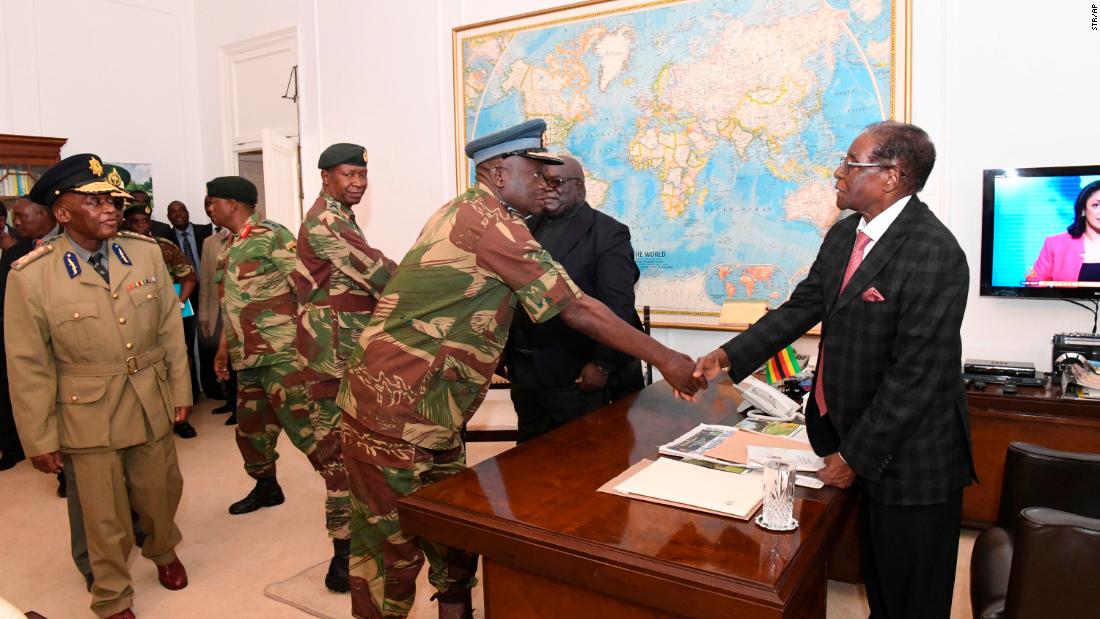 Mugabe meets with generals in Harare in November 2017. Military leaders had been in talks with Mugabe over his exit.