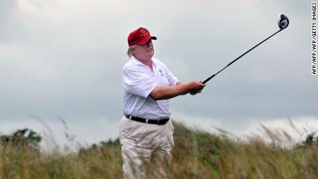 Trump playing golf on the Trump International Golf Links back in 2012