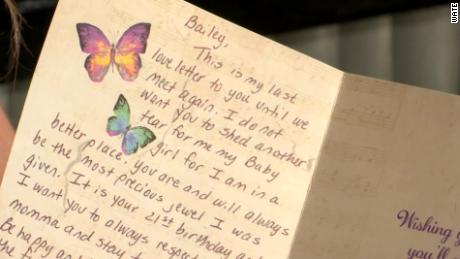 A woman gets a birthday card from her dad, five years after his death
