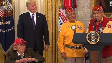 At a Navajo veterans' event, Trump makes 'Pocahontas' crack