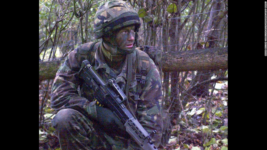 Harry takes part in military training in 2005. In February 2008, the British Ministry of Defense announced that Harry had secretly been serving in Afghanistan with his Army unit on a four-month mission. The next day, he was withdrawn for security reasons.