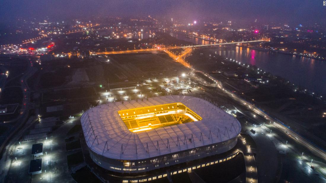 Located about 20 miles from the Sea of Azov in south eastern Russia, the brand new Rostov Arena is 51m tall -- as high as the Niagra Falls. 