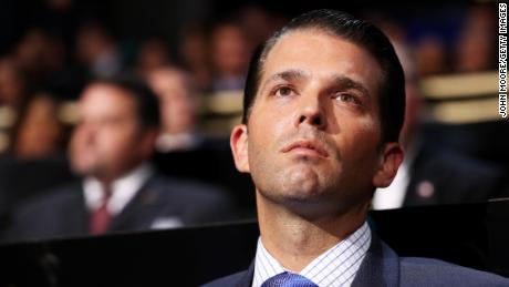 CLEVELAND, OH - JULY 18:  Donald Trump Jr. listens to a speech on the first day of the Republican National Convention on July 18, 2016 at the Quicken Loans Arena in Cleveland, Ohio. (John Moore/Getty Images)