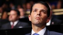 CLEVELAND, OH - JULY 18:  Donald Trump Jr. listens to a speech on the first day of the Republican National Convention on July 18, 2016 at the Quicken Loans Arena in Cleveland, Ohio. (John Moore/Getty Images)