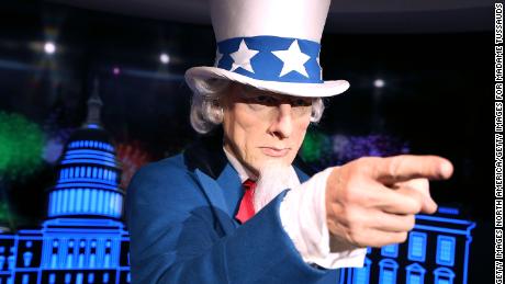 WASHINGTON, DC - JULY 18:  A wax replica of Uncle Sam centers the "Madame Tussauds Wants You!" exhibit where Independence Day is celebrated every day with a brand new interactive experience at Madame Tussauds on July 18, 2016 in Washington, DC.  (Photo by Paul Morigi/Getty Images for Madame Tussauds)