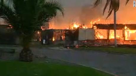 Fire burns the Vista del Mar Hospital in Ventura on Tuesday morning.