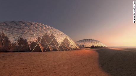 The UAE aims to invest further in the field of space research by building the giant Mars Science City, as seen in this rendering here, in the desert outside Dubai.