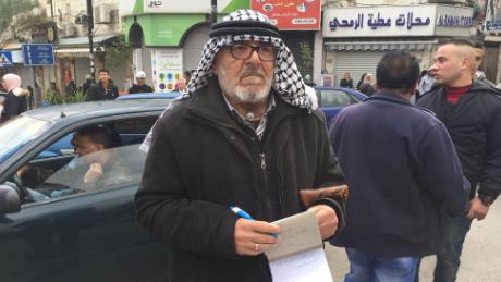 Naim Masarweh came to al-Manara square on Thursday to protest against Trump's announcement.