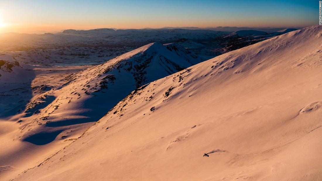 &lt;strong&gt;Lapland lines: &lt;/strong&gt;&quot;When I was about 20 and just starting out, I spent a few seasons in Riksgränsen, the most northern ski area in Swedish Lapland. The area is unique and the soft, Arctic light is a dream. I try to return at least once every winter. This photo was taken from a helicopter while filming and shooting for an all-female ski documentary called Between (by Shades of Winter). The skier is Sandra Lahnsteiner from Austria, who also produced the movie.&quot; -- &lt;em&gt;Mattias Fredriksson. &lt;/em&gt;