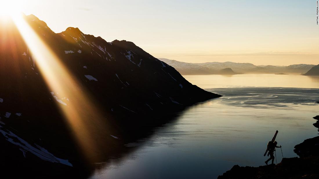 &lt;strong&gt;Midnight sun: &lt;/strong&gt;&quot;We were staying on a sailboat exploring the fjords in Stjernøya, northern Norway. It was the end of May and still warm under the midnight sun. This shot is of Chad Sayers hiking up one night. We started about 9.30 p.m and reached the summit about 12.00 a.m., dropping in well after midnight. It was one of the most special trips I&#39;ve been on with a very international crew from France, Sweden and Canada.&quot; -- &lt;em&gt;Mattias Fredriksson.&lt;/em&gt;&lt;br /&gt;