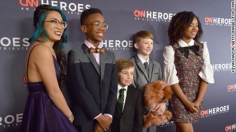 NEW YORK, NY - DECEMBER 17:  (L-R) The 2017 Young Wonders Christina Li, Sidney Keys III, Ryan Hickman, Campbell Remess, and Halie Thomas attend CNN Heroes 2017 at the American Museum of Natural History on December 17, 2017 in New York City. 27437_017  (Photo by Kevin Mazur/Getty Images for CNN)