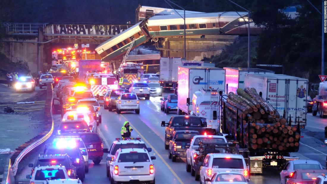 Some motorists were also injured by the fallen train cars.