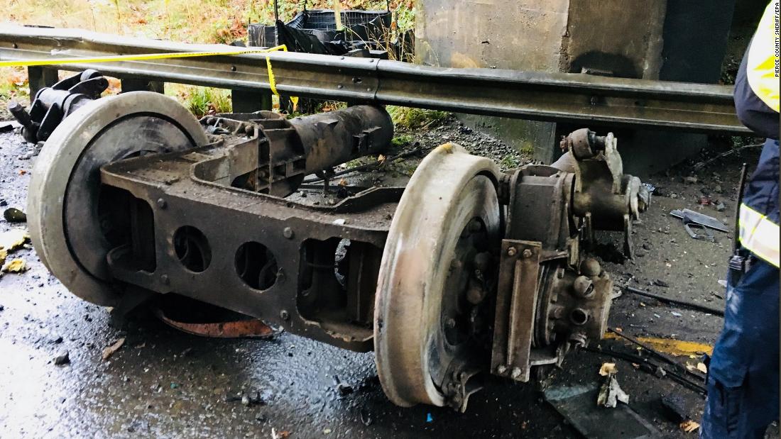 Some of the train&#39;s wreckage is seen at the crash site on December 18.