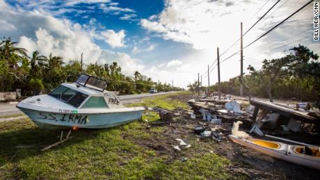 A wrecked boat and other trash awaits removal. Pickup costs have soared since Hurricane Irma. 