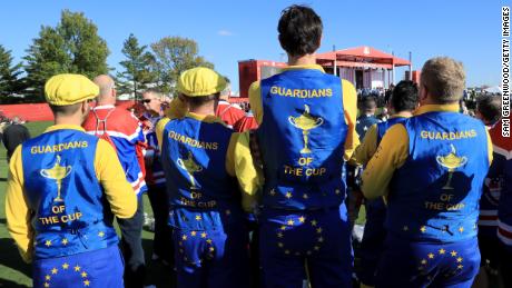 Fans getting into the 'blue and gold' Ryder Cup spirit at Hazeltine in 2016