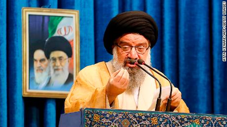 Ayatollah Ahmad Khatami delivers a sermon during Friday prayers in Tehran.