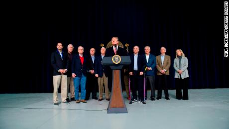 US President Donald Trump speaks during a retreat with Republican lawmakers and members of his Cabinet at Camp David in Thurmont, Maryland, January 6, 2018. / AFP PHOTO / SAUL LOEB        (Photo credit should read SAUL LOEB/AFP/Getty Images)