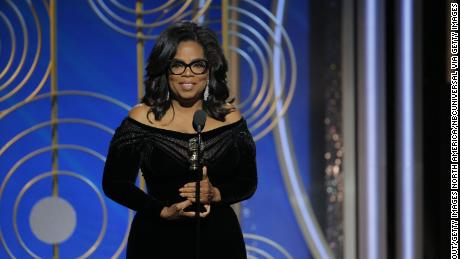 Oprah Winfrey onstage at the 2018 Golden Globe Awards.