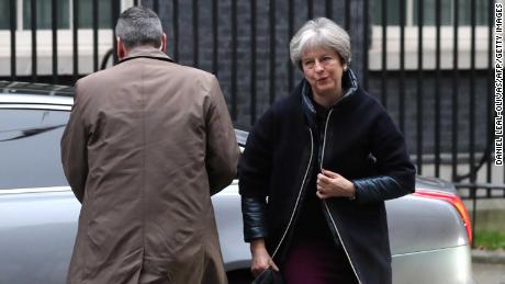 British Prime Minister Theresa May arrives at 10 Downing street in London on January 8, 2018.
