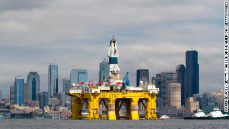 SEATTLE, WA - MAY 14:  The Polar Pioneer, an oil drilling rig owned by Shell Oil, arrives on May 14, 2015 in Seattle, Washington. The rig is part of a fleet that will lead a controversial oil-exploration effort off Alaska's North Slope.  (Photo by Karen Ducey/Getty Images)