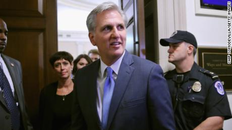 House Majority Leader Kevin McCarthy walks out of the caucus room in October 2015 on Capitol Hill. (Photo by Chip Somodevilla/Getty Images)