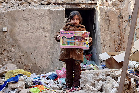 Five-year-old Ruaa said this doll house was the most precious thing she recovered from the rubble of her house in the Old City. quot;She loves the doll house because she has no home of her own,quot; her father said. quot;She always asks me, Daddy, when will you get me a house?quot;