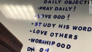 A teacher had these &quot;Daily Objectives&quot; on her wall, the lawsuit says.