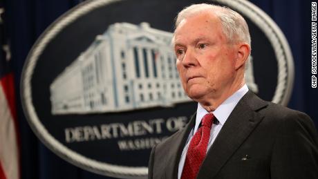 WASHINGTON, DC - DECEMBER 15:  U.S. Attorney General Jeff Sessions holds a news conference at the Department of Justice on December 15, 2017 in Washington, DC. Sessions called the question-and-answer session with reporters to highlight his department's fight to reduce violent crime.  (Photo by Chip Somodevilla/Getty Images)