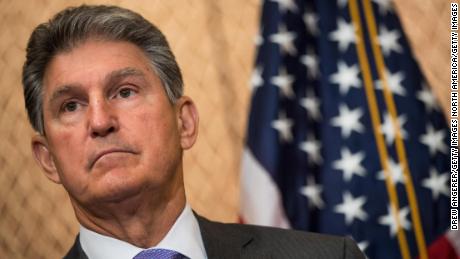 Senator Joe Manchin is seen during a press conference on Capitol Hill in June 2017.