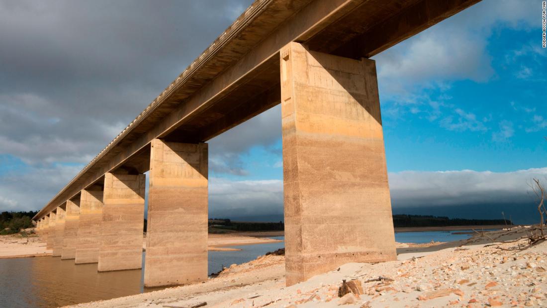 The Western Cape, one of the country&#39;s nine provinces and home to Cape Town, experiences its annual rainy season during the winter months (June-September). The water in Theewaterskloof Dam, seen here on January 26, is running low with half the summer season still to go.